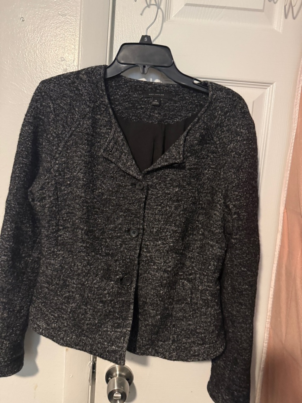 Womens Charcoal Heather Blazer Jacket - Elegant Button Front